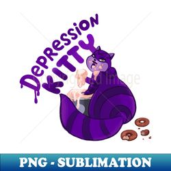 big mouth depression kitty illustration - trendy sublimation digital download - transform your sublimation creations