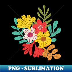wild maximalist colorful flowers in pink - unique sublimation png download - perfect for personalization