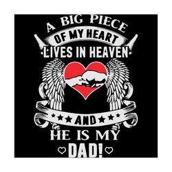 a big piece of my heart lives in heaven and he is my dad, trending svg, dad in heaven svg, heaven svg, heaven gift, fami