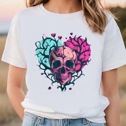 awesome skull vintage heart love valentines day t-shirt