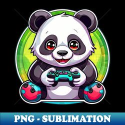 cute panda playing videogames - decorative sublimation png file - unleash your inner rebellion
