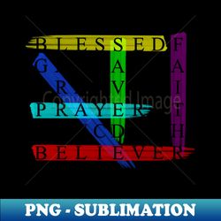 blessed saved believer - colorful crossword puzzle - sublimation-ready png file - instantly transform your sublimation projects