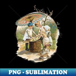 victorian children playing shops - decorative sublimation png file - perfect for creative projects