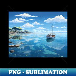 serene seascape with classic sailing boat - stylish sublimation digital download - perfect for sublimation art