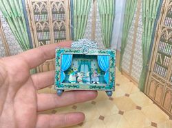 puppet theater with bunnies. dollhouse miniature. 1:12.