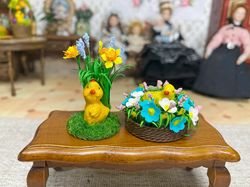 easter set of miniature items for a dollhouse