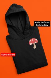 cute mushroom embroidered hoodie mushroom hoodie valentine mushroom sweatshirt mushroom gift 1