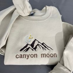 canyon moon embroidered sweatshirt, canyon sweatshirts, custom embroidery crewneck