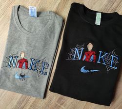 marvel avengers spider-man ni-ke logo embroidered sweatshirt, spider-man embroidered t-shirt, spider-man embroidery polo