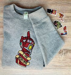 marvel im iron man embroidered sweatshirt, iron man movie embroidered t-shirt, iron man movie embroidery polo shirt