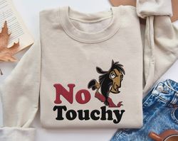 embroidered disney kuzco llama no touchy sweatshirt, vintage disney emperor's new groove embroidery shirt, disneyland fa