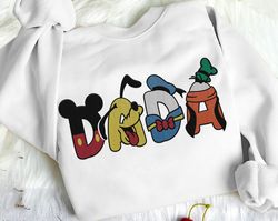 embroidered custom name disney dad sweatshirt, mickey and friends shirt, donald goofy pluto, father's day gift