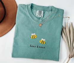 embroidered bees knees comfort colors tshirt, bees knees tshirt embroidered, embroidered bees shirt, bees knees sweater,