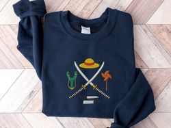 embroidered straw hat unisex sweatshirt, pirate shirt, straw hat shirt, pirate sweatshirt, best friend gift, anime shirt