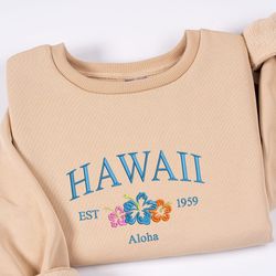 embroidered hawaii aloha state sweatshirt, aloha hawaii unis, 30