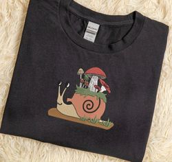 embroidered mushroom and snail tshirt sweatshirt, snail shir, 35
