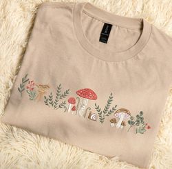 embroidered mushroom sweatshirt, botany embroidered tshirt, 36