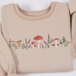 embroidered mushroom sweatshirt, botany embroidered tshirt, 38