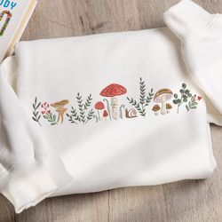 embroidered mushroom sweatshirt, botany embroidered tshirt, 39