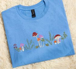 embroidered mushroom tshirt, crew neck sweatshirt embroiderd, 48