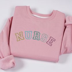 embroidered nurse block sweatshirt, nurse pullover sweatshi, 49