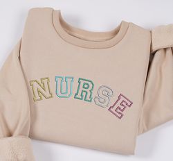 embroidered nurse block sweatshirt, nurse pullover sweatshi, 50