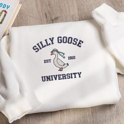 embroidered silly goose sweatshirt, embroidered silly goose, 58