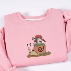 embroidered snail and mushroom tshirt sweatshirt, snail shir, 59