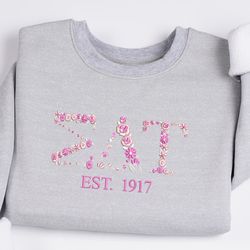 greek alphabet sorority floral letter embroidered sweatshir, 69