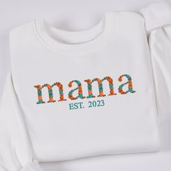 mama embroidered sweatshirt custom with kid name mama flora, 76