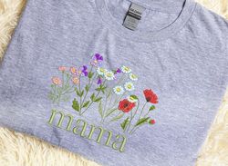 wildflower embroidered sweatshirt custom name, mama flower e, 87