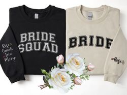 custom embroidered bride bridal party bride squad sweatshirt, bridesmaid bachelorette embroidery shirt