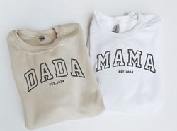 custom embroidered mama and dad shirt, custom embroidered sw, 10