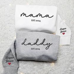 custom mama embroidered sweatshirt, personalized daddy hoodi, 19