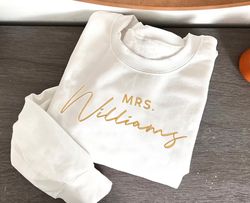 custom mrs. embroidered sweatshirt, personalized gift for br, 25