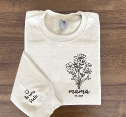 embroidered floral mama sweatshirt, custom mama crewneck wit, 33