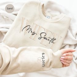 personalized embroidered wife sweatshirt, custom wifey sweat, 53