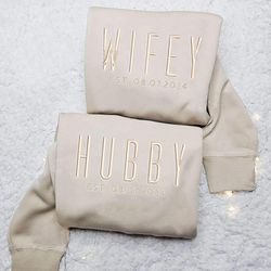 wifey embroidered sweatshirt, wifey and hubby shirt, honeymo, 58