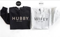 wifey hubby embroidered sweatshirt, honeymoon & bridal gift, 59