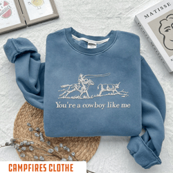 cowboy like me embroidered crewneck, song embroidery, cowboy, 1