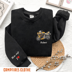 custom embroidered motorcycle sweatshirt, motorcycle portrai, 24