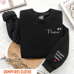 embroidered nana daisy and grandkids crewneck, gift for gra, 52