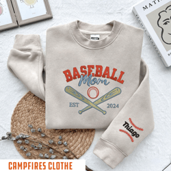 personalized baseball mom embroidery crewneck, custom embroi, 64