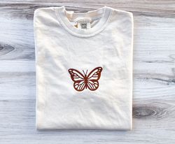 butterfly comfort colors tee, embroidered butterfly shirt, 2