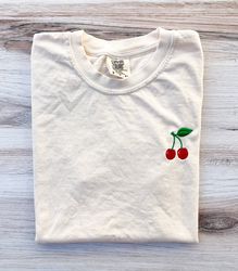 cherry embroidered comfort colors tee, cherries shirt, 4