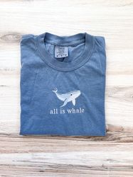 whale embroidered comfort colors tee, animal shirt, 32