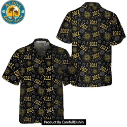 2022 new year golden firework hawaiian shirt