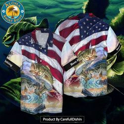 4th of july independence day american bass fish hawaiian shirt