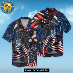 4th of july independence day american eagle statue of liberty hawaiian shirt