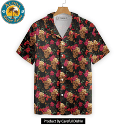 blooming skull hawaiian shirt